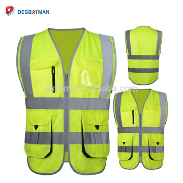 Gilet réfléchissant de haute visibilité d&#39;orange / jaune, logo adapté aux besoins du client en gros imprimé réfléchissant gilet de sécurité pour la course / équitation